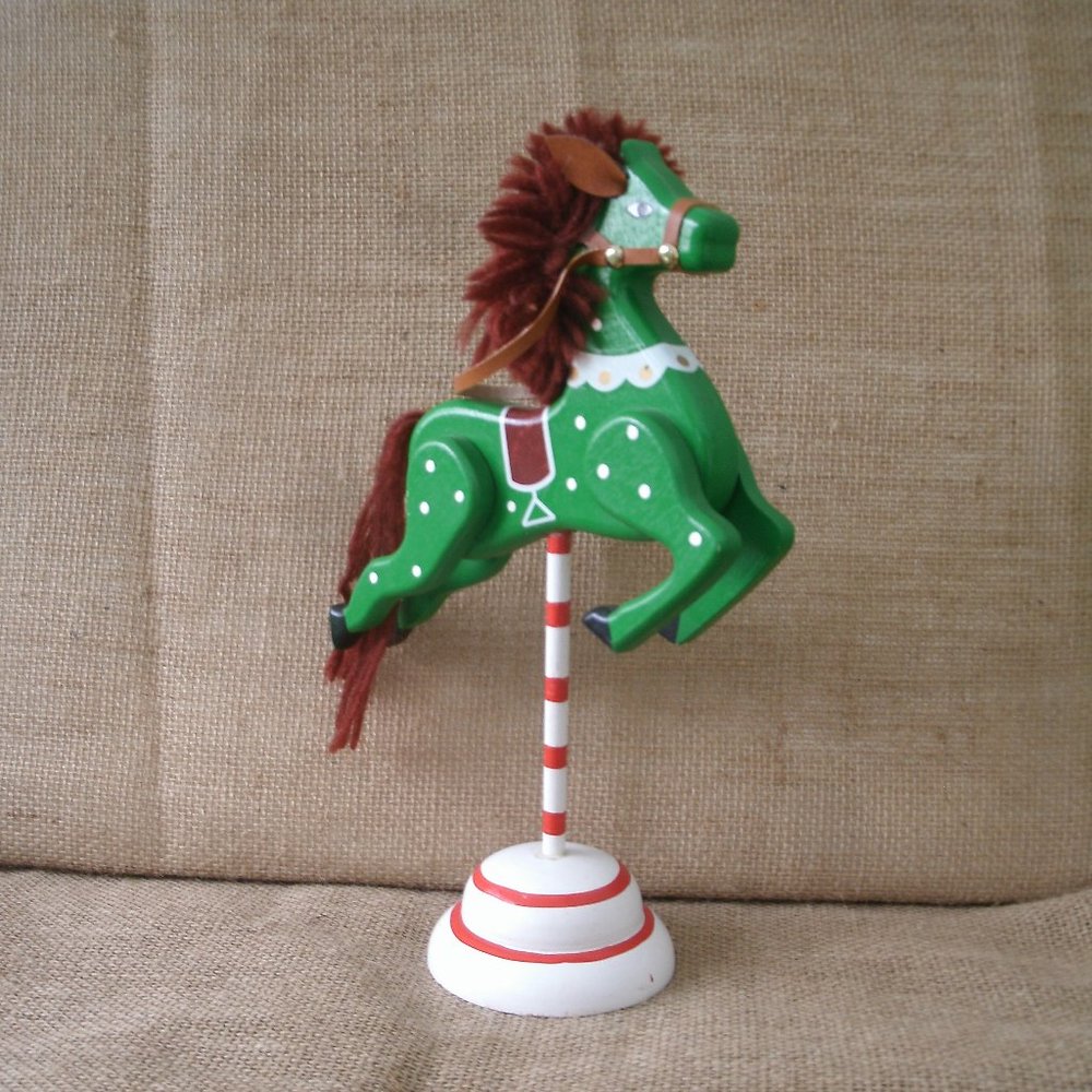 Vintage Handmade Wood Carousel Horse Figurine